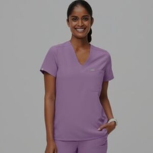 Figs Catrina Scrub Top in Lilac Dawn Purple size XXSmall
